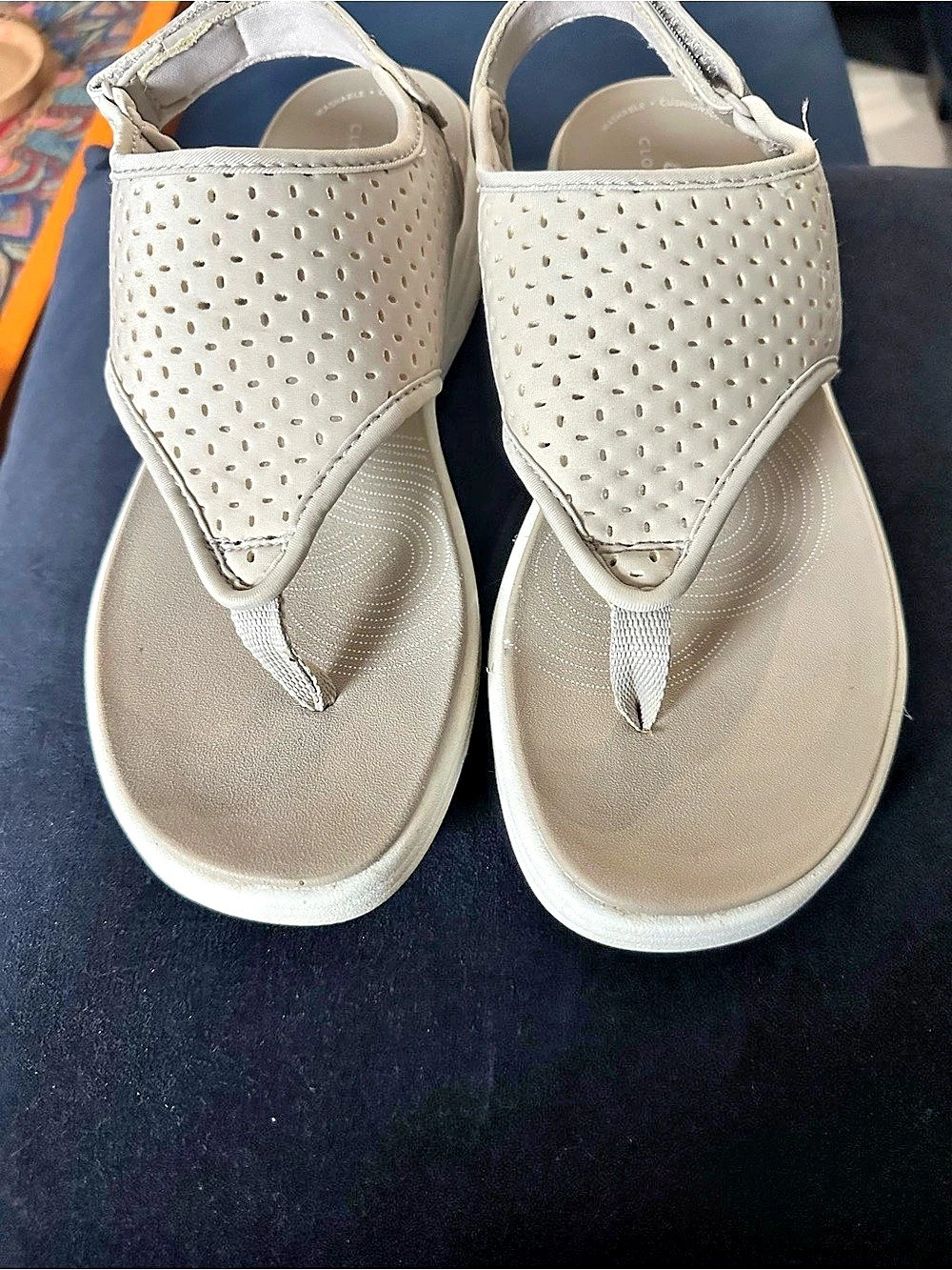 Clarks Perforated Platform Sandals in Gray